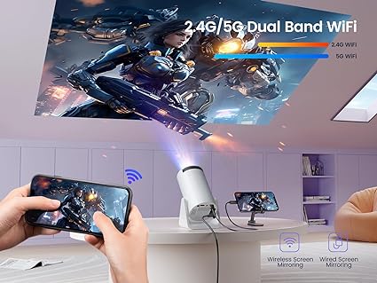 Mini projector with WiFi and Bluetooth, Outdoor Portable Movie Projector