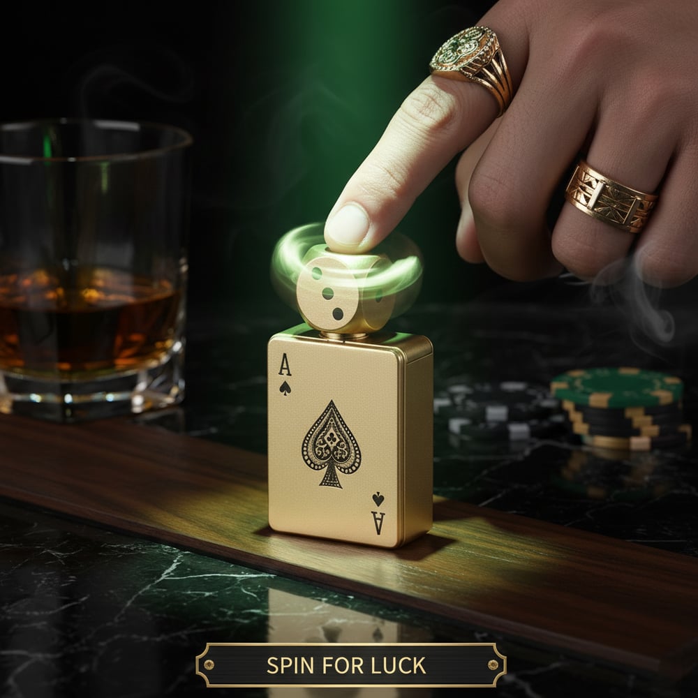 Buyzen™ CardDice Spinner Green Flame Lighter