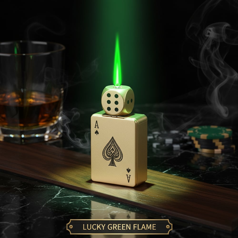 Buyzen™ CardDice Spinner Green Flame Lighter