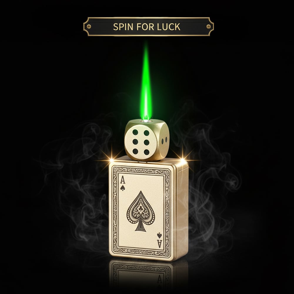 Buyzen™ CardDice Spinner Green Flame Lighter