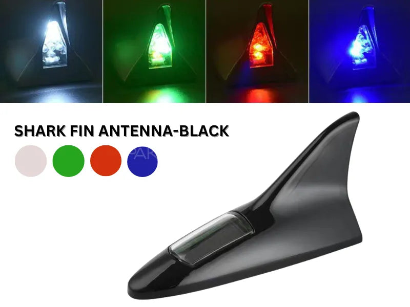 Universal Car Shark Fin Antenna-Black | Roof Tail Modification Light with Solar LED Light