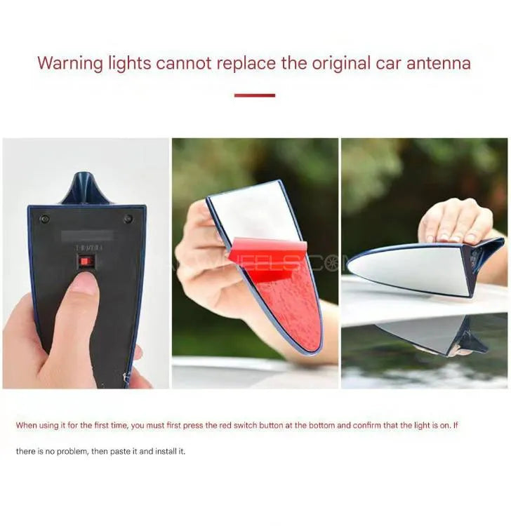 Universal Car Shark Fin Antenna-Black | Roof Tail Modification Light with Solar LED Light